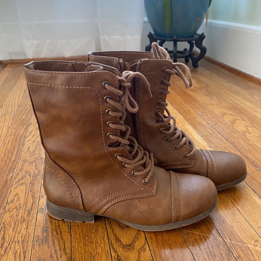 Brown Combat Moto Boots